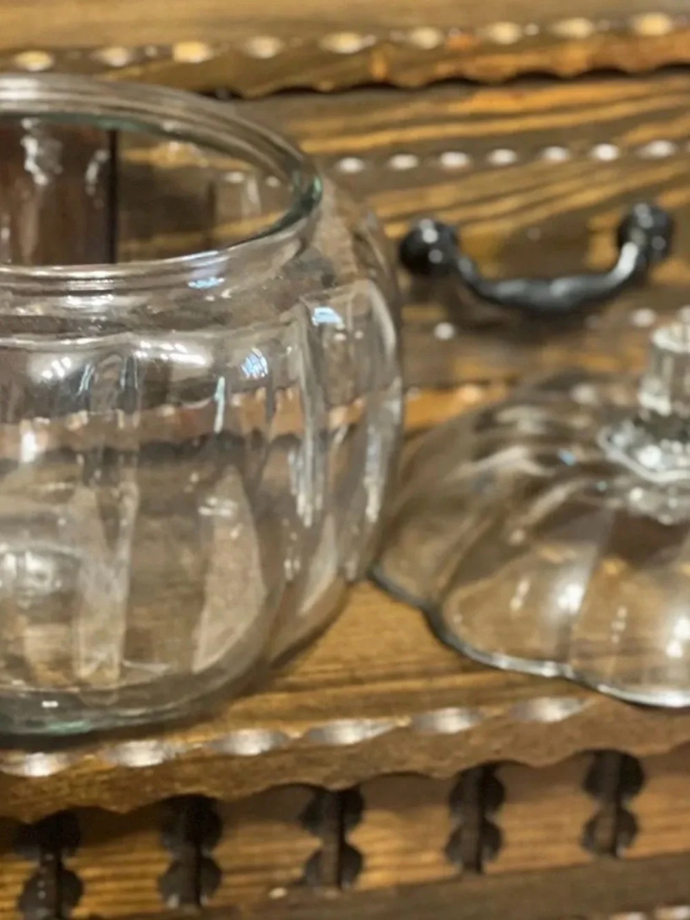Anchor Hocking Clear Glass Pumpkin Candy Jar
